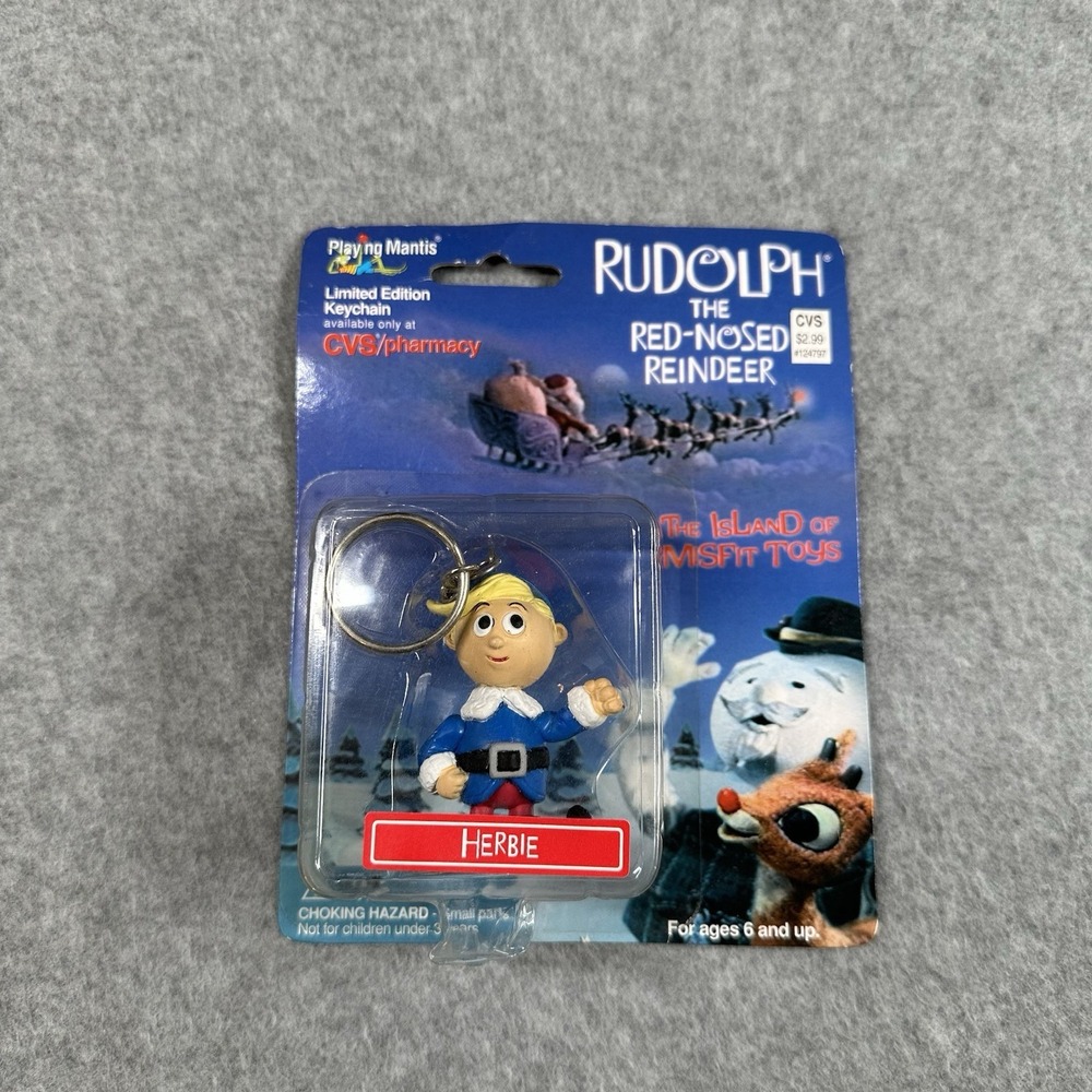 Vintage 1999 Playing Mantis Rudolph Herbie CVS Keychain NIP Rare